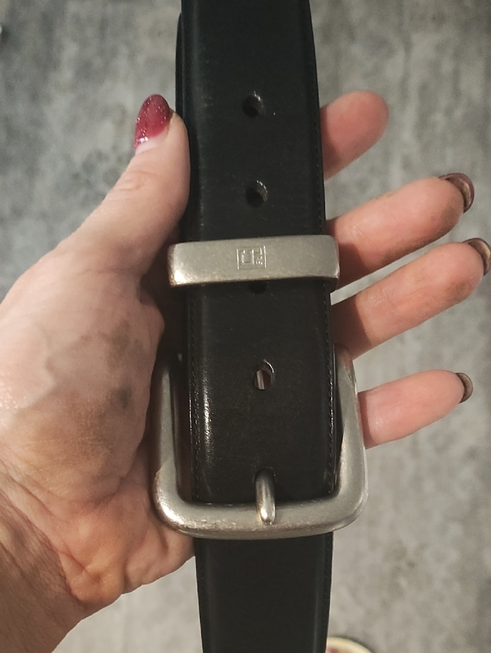 Chaps Ralph Lauren Men's Black Leather Belt with Silver Buckle